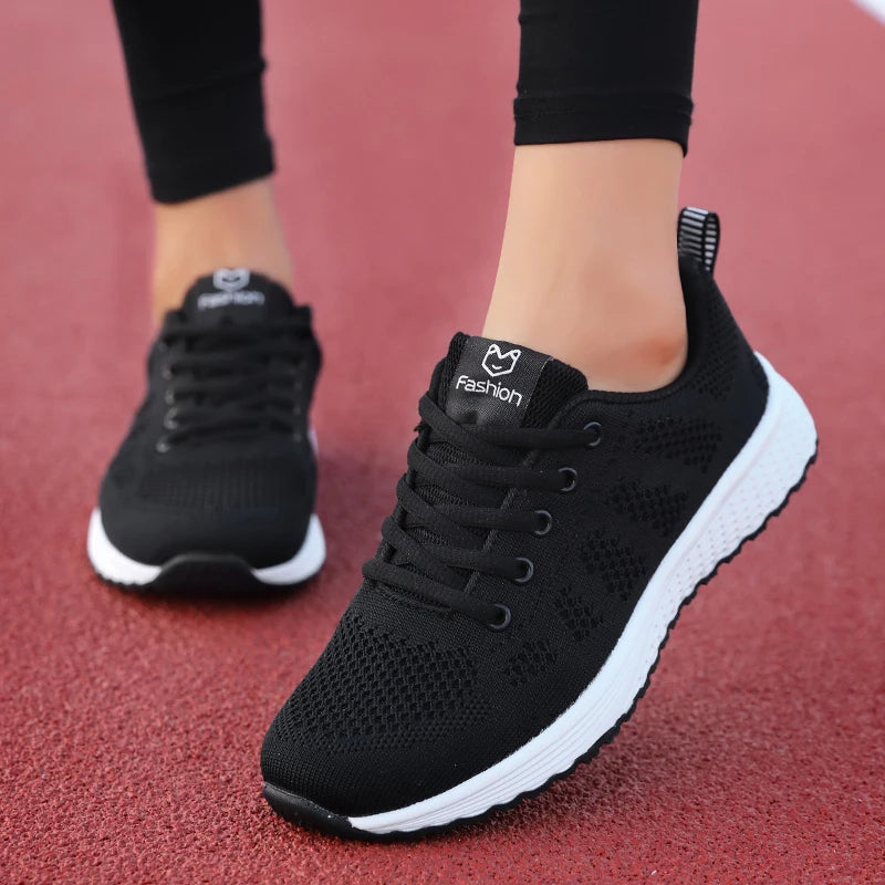 Mulheres sapatos esportivos moda plataforma tênis senhoras primavera verão apartamentos tênis de corrida para mulher sapatos casuais malha jogging tênis