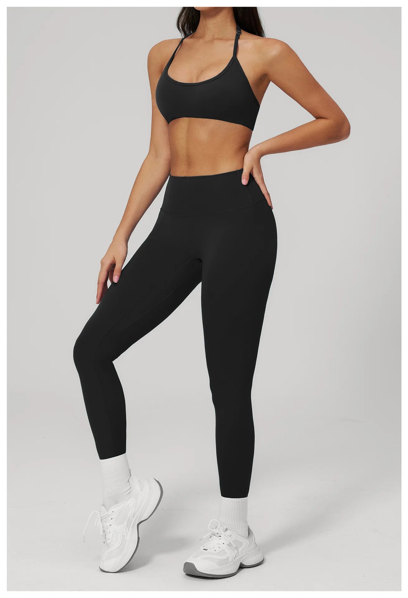 Conjunto de Yoga 2 Peças Feminino: Roupa Esportiva para Pilates, Fitness e Treino de Academia - Top Esportivo e Leggings