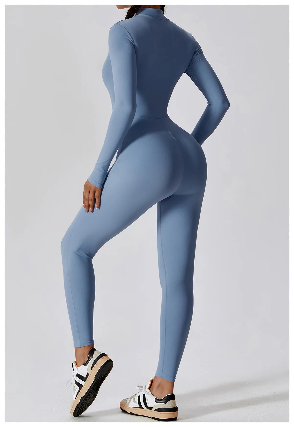 Yoga boilersuit manga comprida roupas esportivas femininas ginásio zíper macacões treino de alta intensidade fitness uma peça vestuário apertado da pele