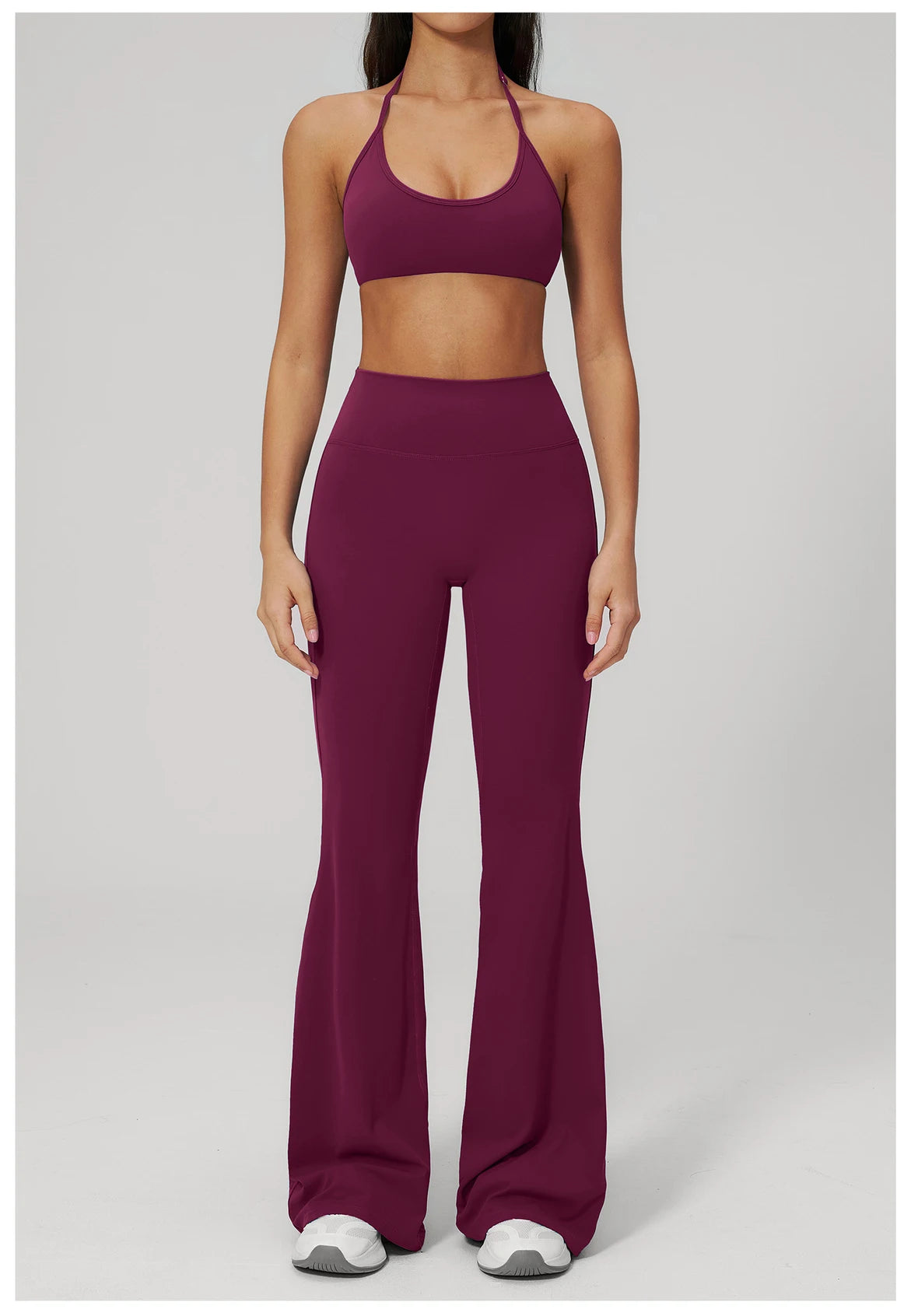 Conjunto de Yoga 2 Peças Feminino: Roupa Esportiva para Pilates, Fitness e Treino de Academia - Top Esportivo e Leggings