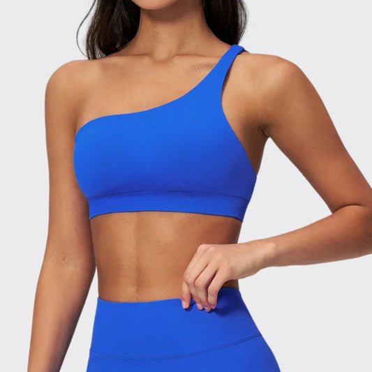 Sutiã Esportivo Sem Costura Feminino para Academia, Roupa Íntima Esportiva Feminina Respirável, Antichoque, com Alça Oblíqua, para Treino, Fitness e Yoga