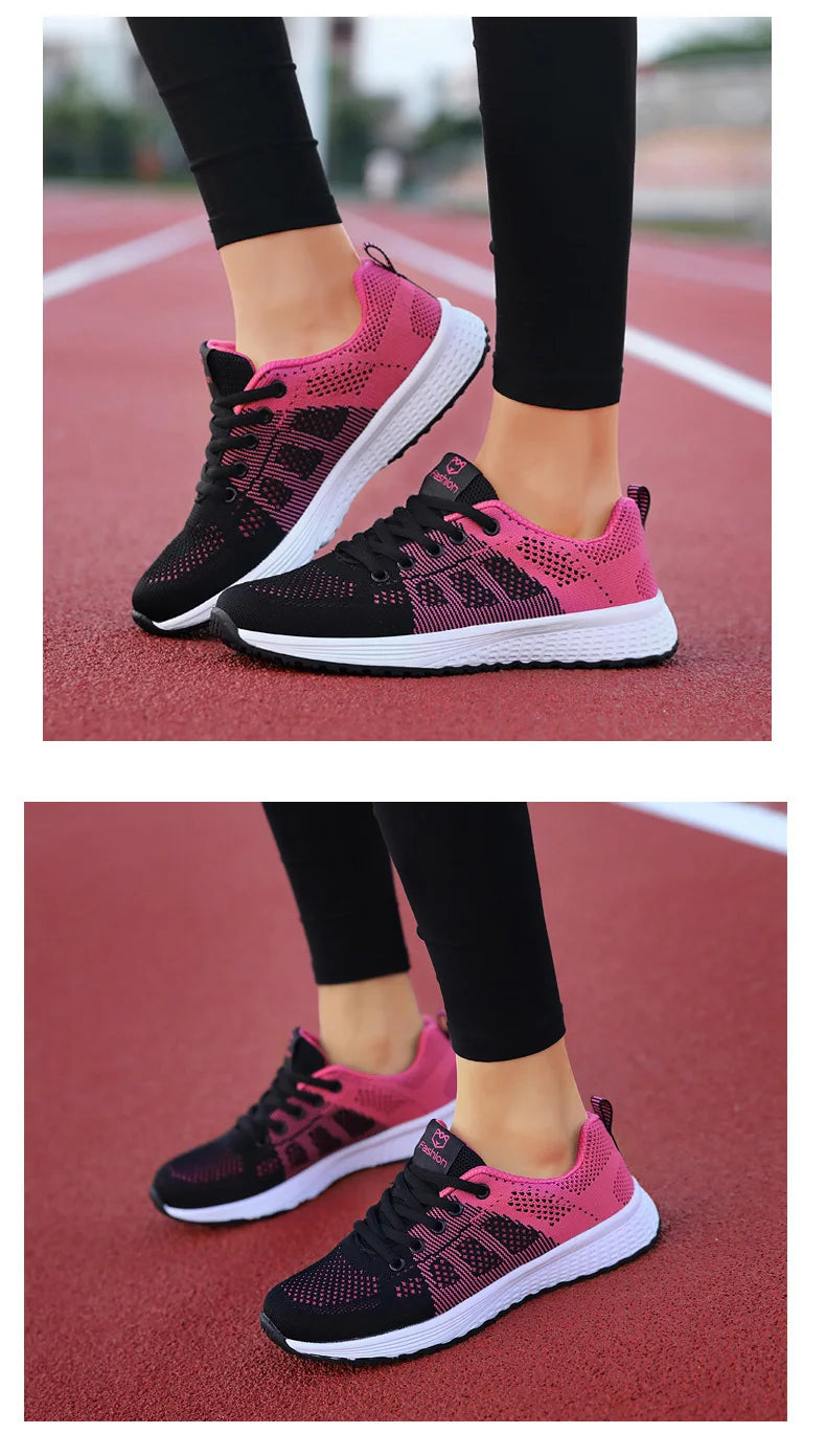 Mulheres sapatos esportivos moda plataforma tênis senhoras primavera verão apartamentos tênis de corrida para mulher sapatos casuais malha jogging tênis