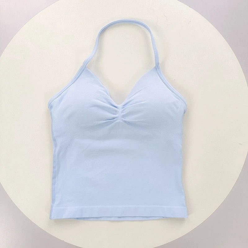 Sutiã Esportivo Sexy Feminino - Design Costas Abertas, Tecido Respirável e Elástico para Yoga - Roupa Ativa Elegante