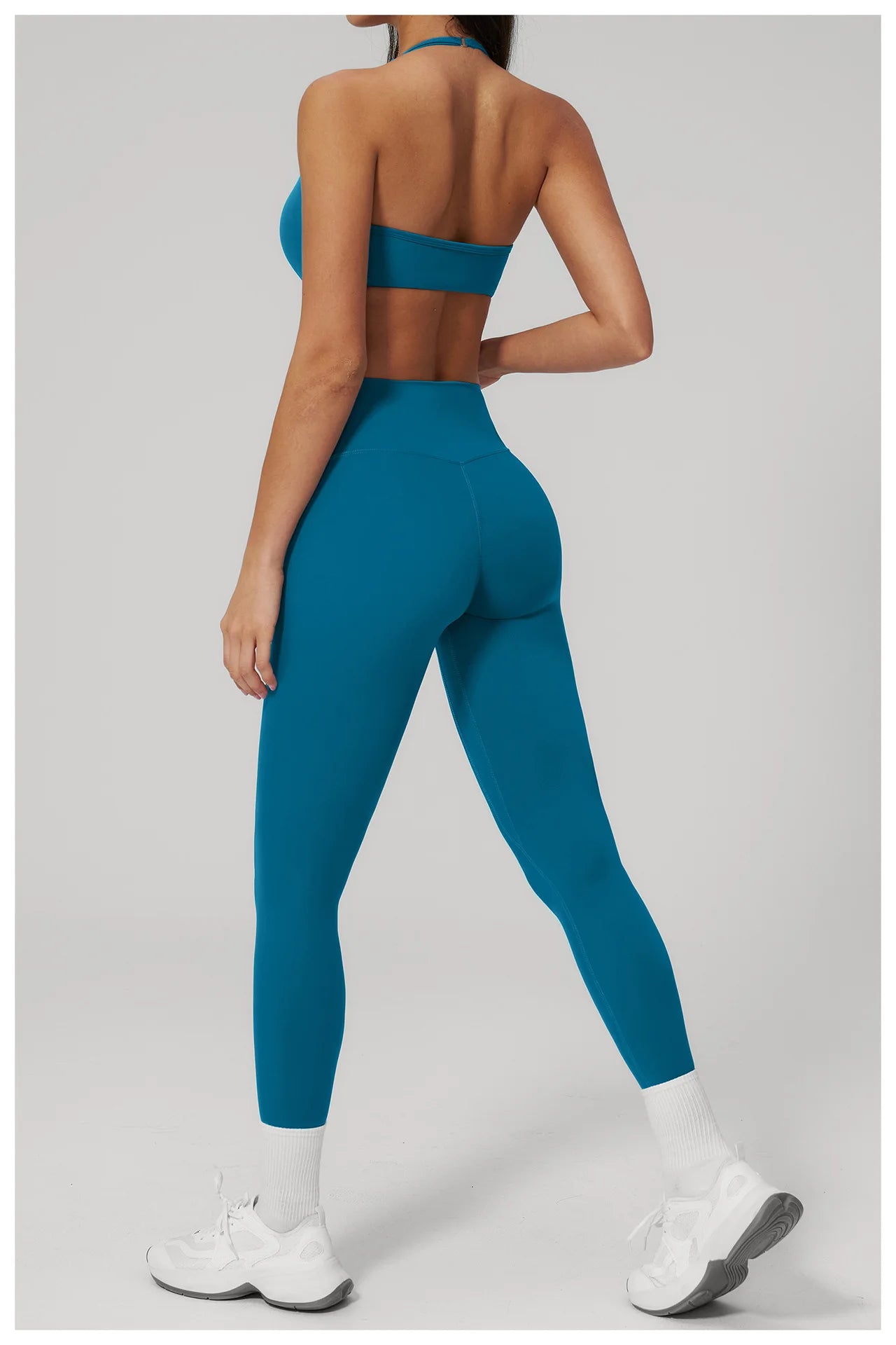 Conjunto de Yoga 2 Peças Feminino: Roupa Esportiva para Pilates, Fitness e Treino de Academia - Top Esportivo e Leggings