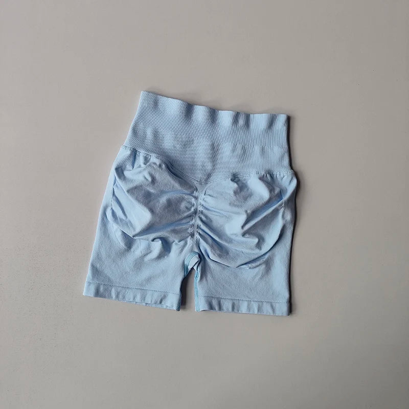 Pêssego hip levantamento esportes shorts feminino cintura alta e aperto de cintura emagrecimento correndo hip velocidade secagem três pontos calças apertadas