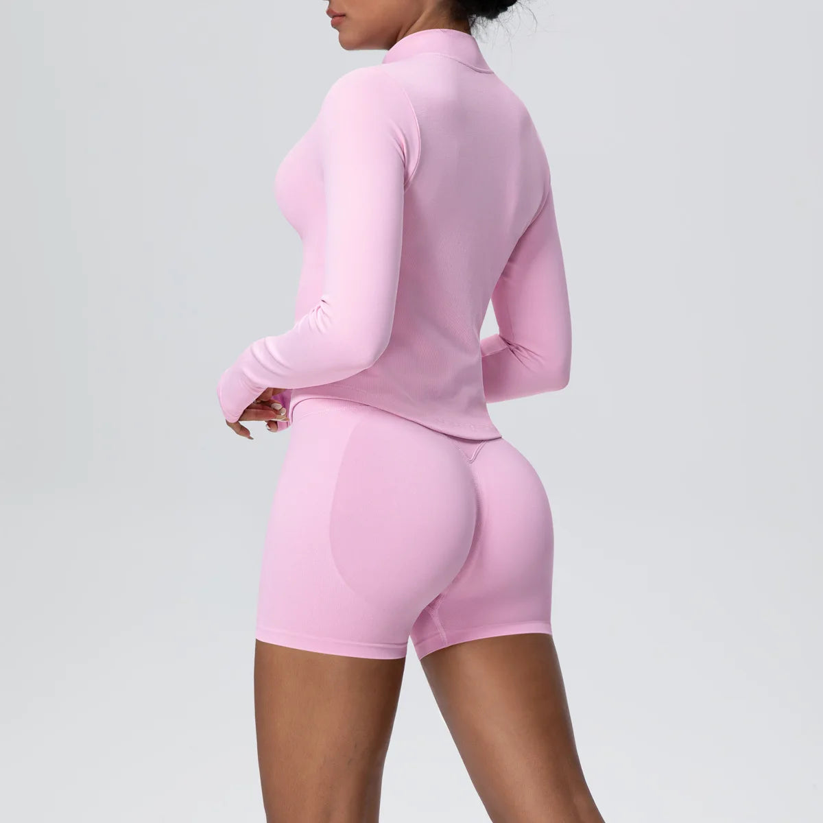 Mulheres sem costura conjunto de yoga 3 pçs roupas de treino esportes ginásio legging à prova de choque sutiã de fitness colheita superior manga longa terno de yoga
