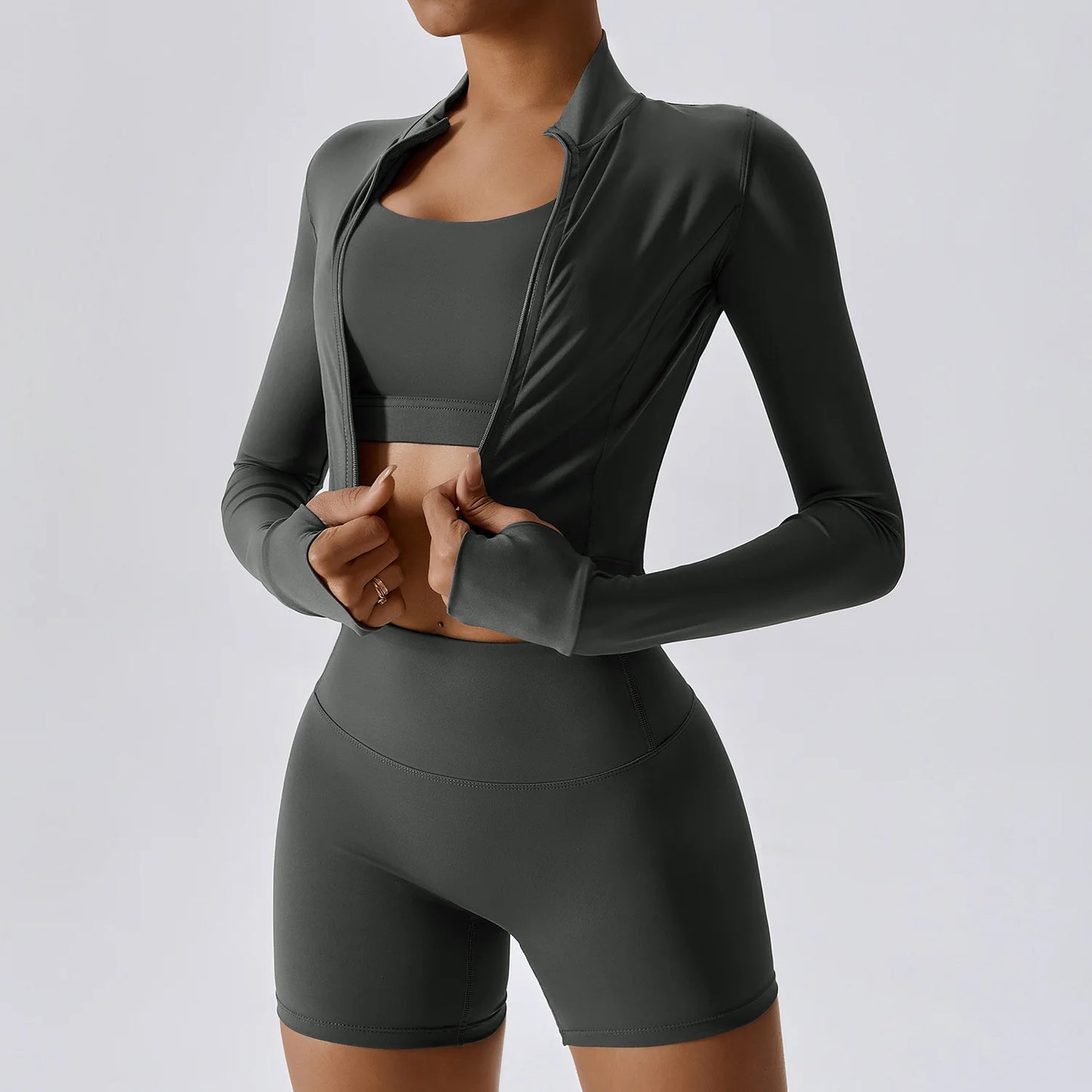 3 pçs conjunto de yoga roupas de ginásio 2 pçs roupas esportivas femininas ternos de yoga conjunto de fitness treino feminino jaqueta esportiva manga longa ginásio legging