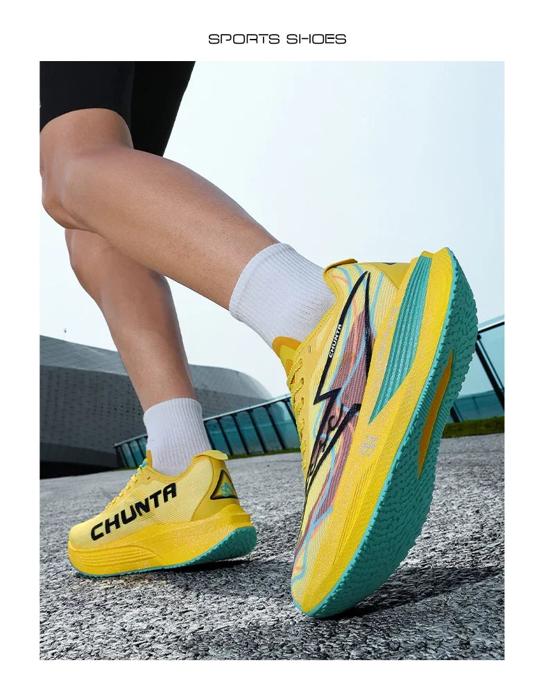 Tênis de Corrida com Placa de Carbono para Maratona, Especializado em Esportes, Respirável, Leve, Confortável para Mulheres, Sneakers Chunta