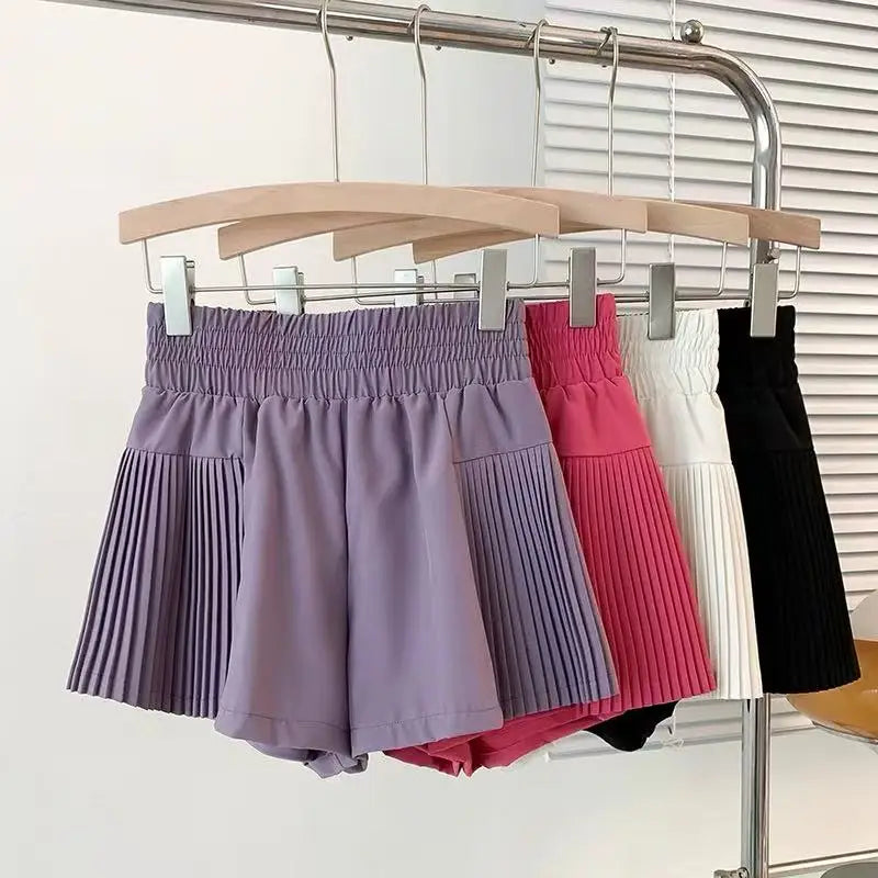 Shorts esportivos femininos com bolsos, shorts de secagem rápida, cintura alta, imitação de duas peças, calças de ioga, shorts para corrida e fitness, verão