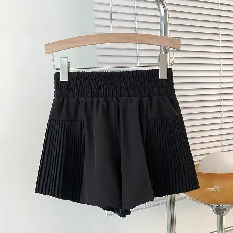 Shorts esportivos femininos com bolsos, shorts de secagem rápida, cintura alta, imitação de duas peças, calças de ioga, shorts para corrida e fitness, verão