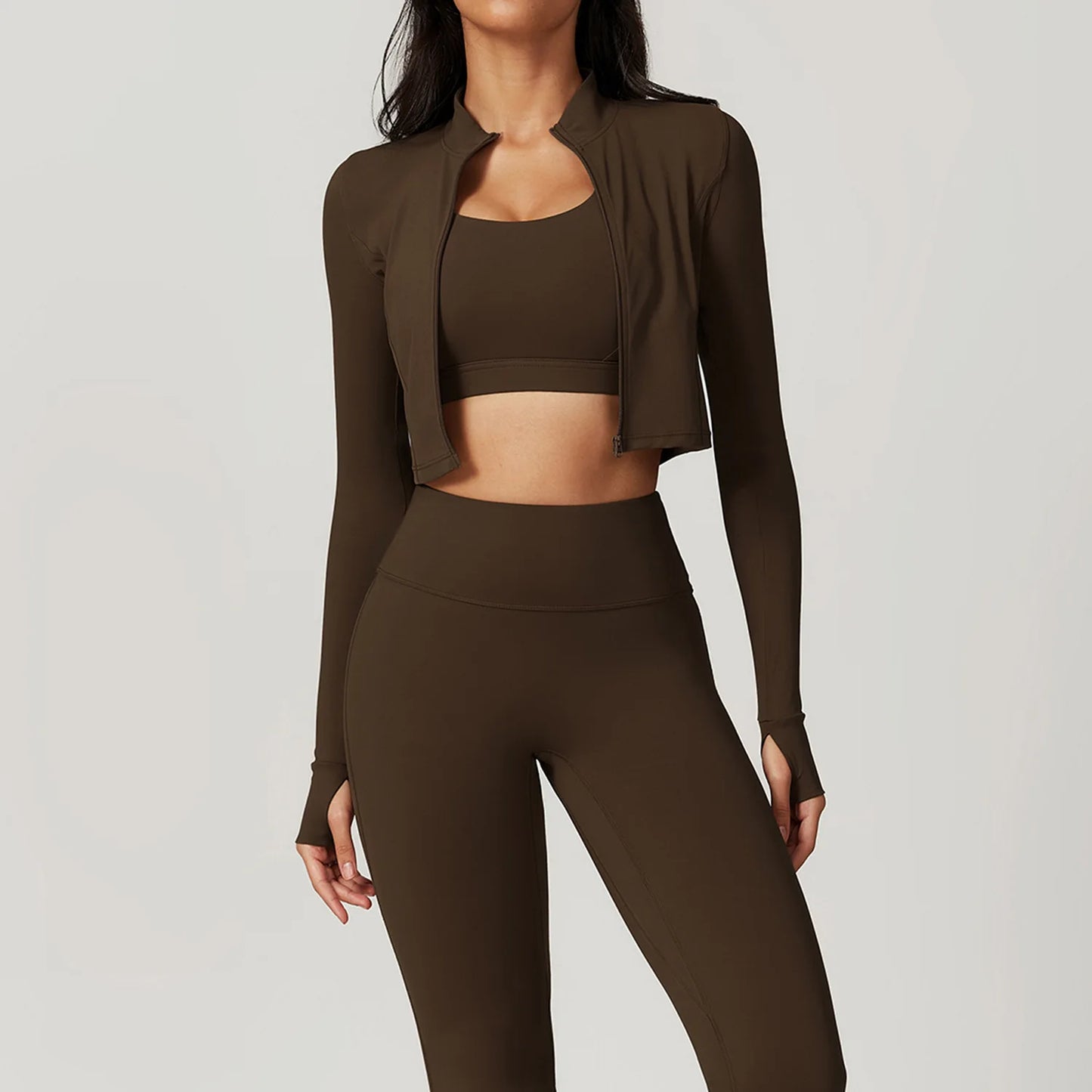 3 pçs conjunto de yoga roupas de ginásio 2 pçs roupas esportivas femininas ternos de yoga conjunto de fitness treino feminino jaqueta esportiva manga longa ginásio legging