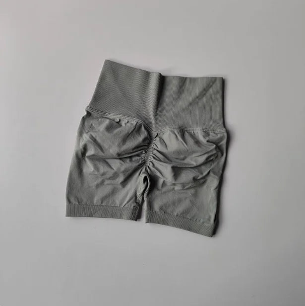 Pêssego hip levantamento esportes shorts feminino cintura alta e aperto de cintura emagrecimento correndo hip velocidade secagem três pontos calças apertadas