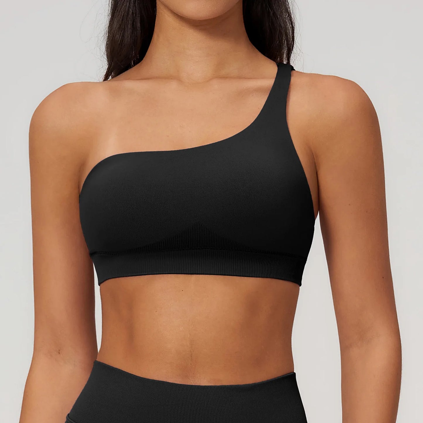 Sutiã Esportivo Sem Costura Feminino para Academia, Roupa Íntima Esportiva Feminina Respirável, Antichoque, com Alça Oblíqua, para Treino, Fitness e Yoga