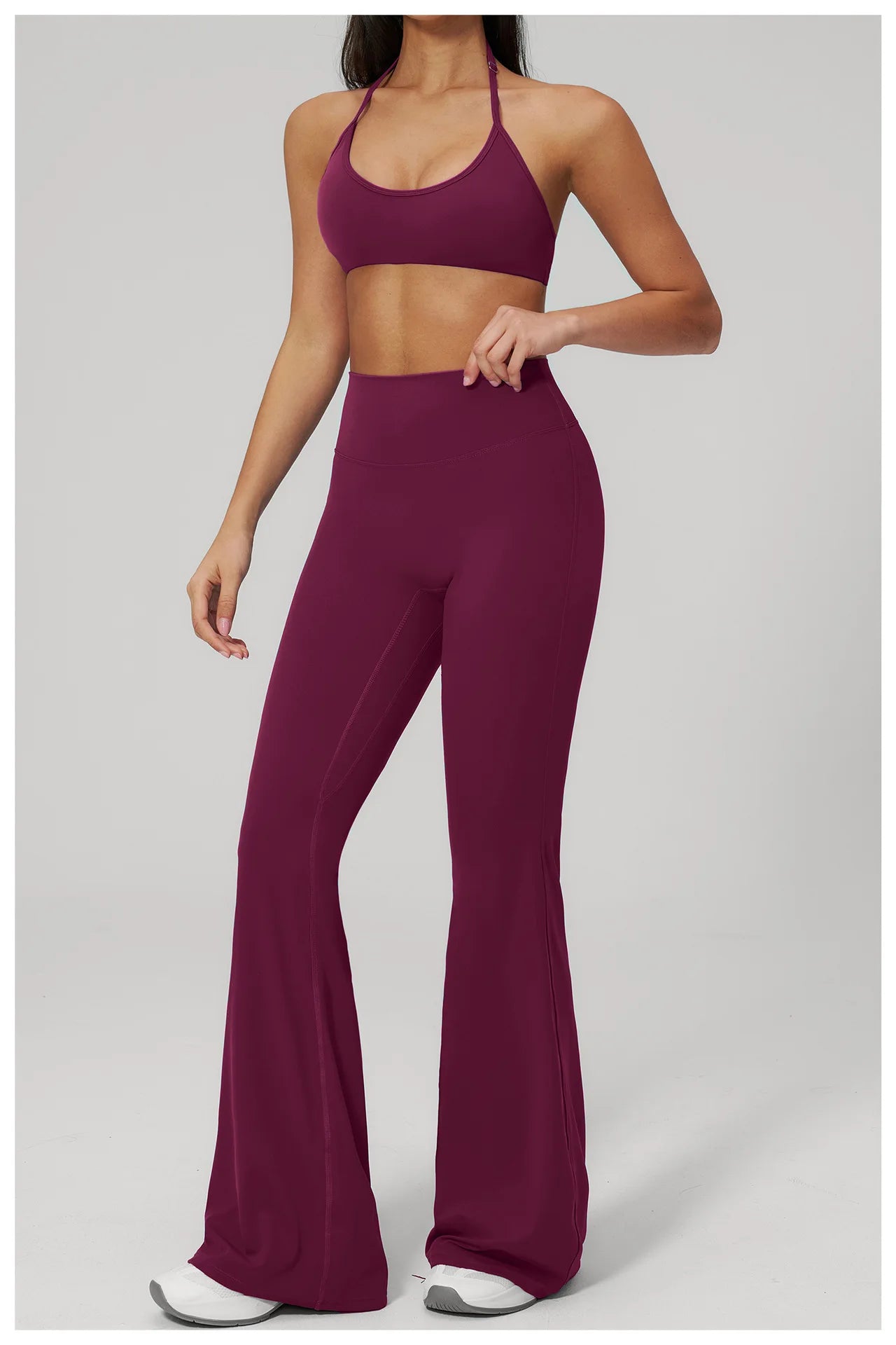 Conjunto de Yoga 2 Peças Feminino: Roupa Esportiva para Pilates, Fitness e Treino de Academia - Top Esportivo e Leggings
