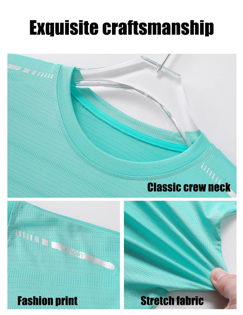 Camiseta de Verão em Malha para Mulheres, Camiseta de Corrida ao Ar Livre com Faixa Refletiva, Manga Curta Respirável, Camiseta Esportiva Elástica para Fitness