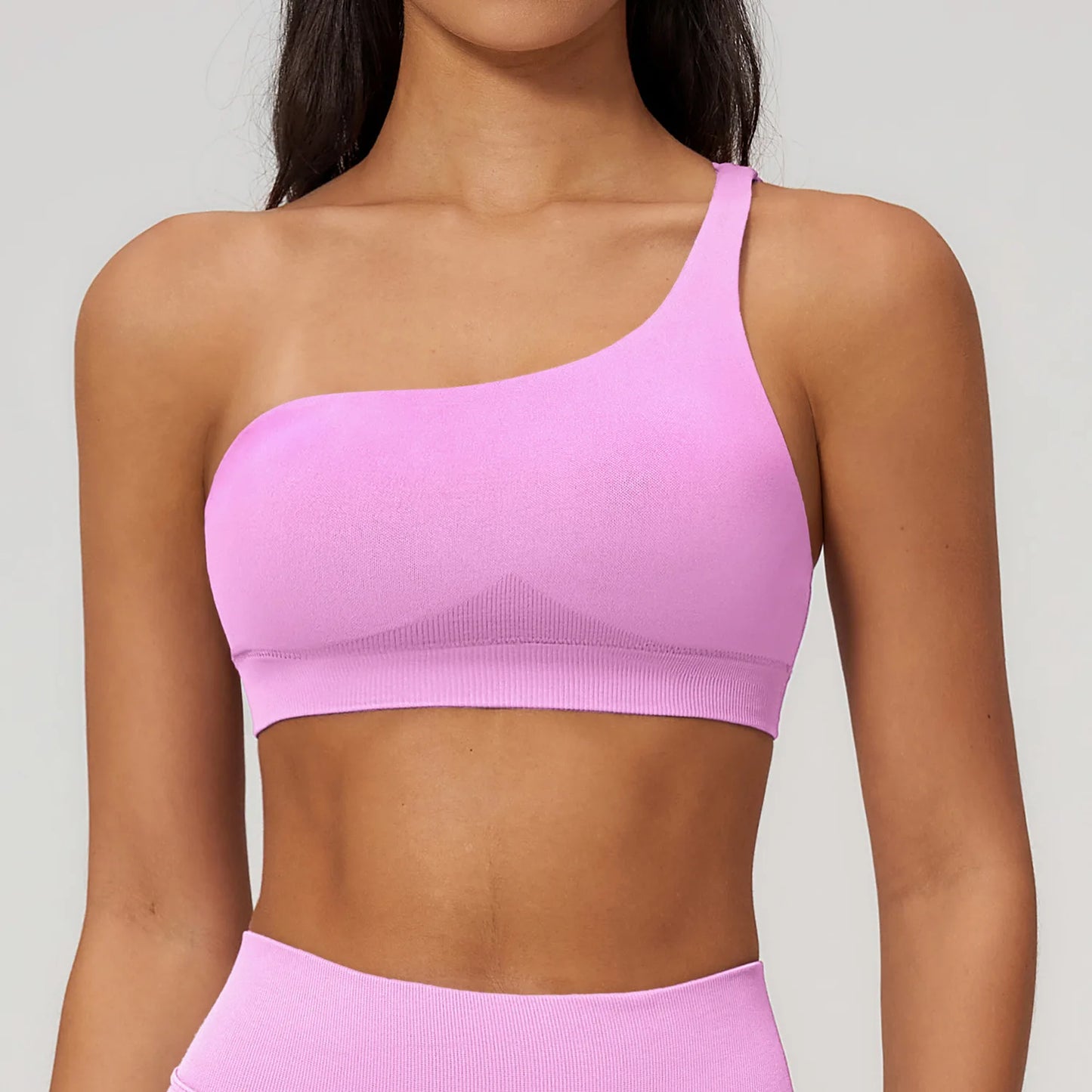 Sutiã Esportivo Sem Costura Feminino para Academia, Roupa Íntima Esportiva Feminina Respirável, Antichoque, com Alça Oblíqua, para Treino, Fitness e Yoga