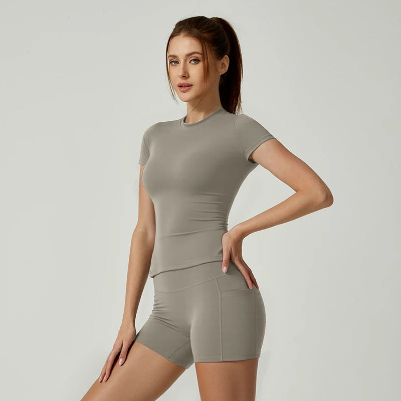 Wareball feminino conjunto de yoga ginásio roupas esportivas esporte superior altura cintura shorts terno treino fitness levantamento bunda curto terno apertado