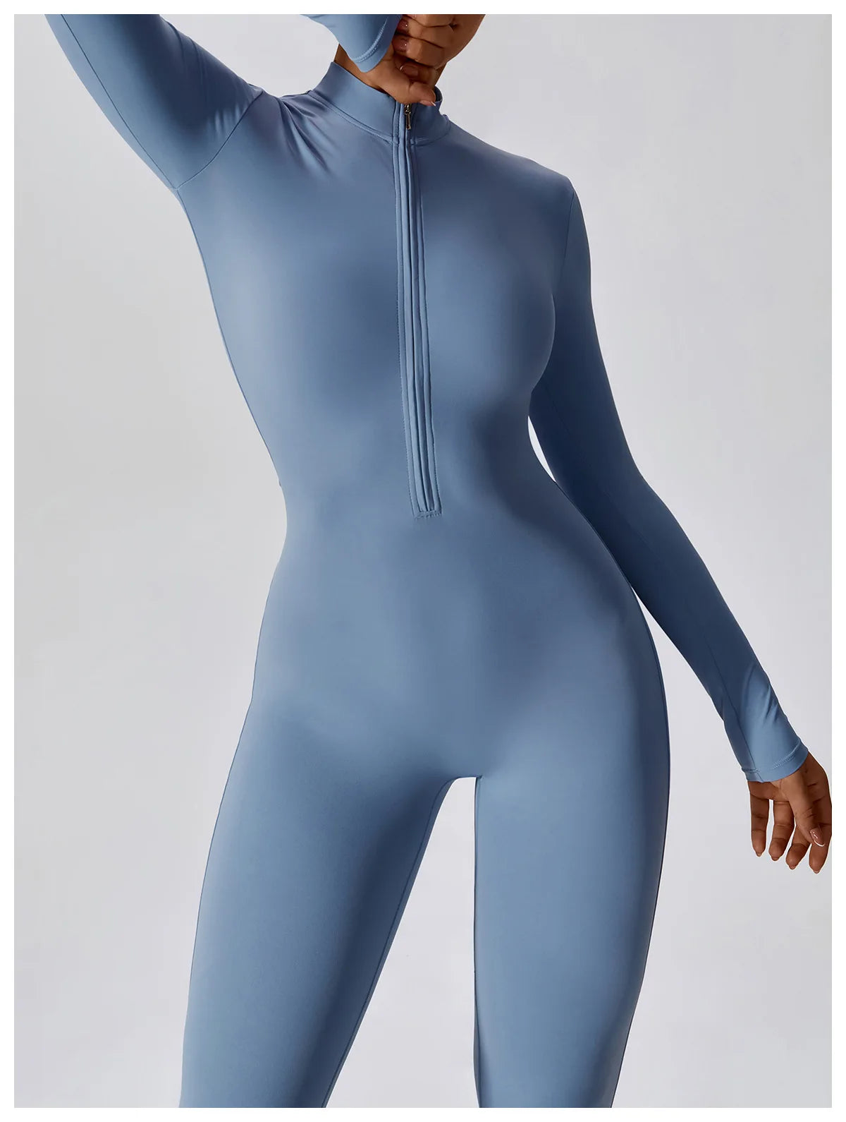 Yoga boilersuit manga comprida roupas esportivas femininas ginásio zíper macacões treino de alta intensidade fitness uma peça vestuário apertado da pele