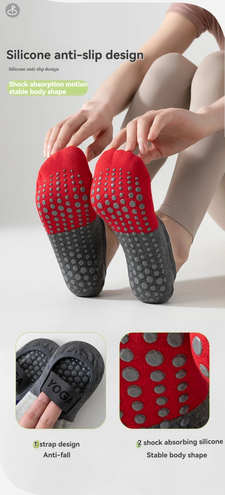 1 par de meias femininas de pilates coloridas patchwork, meias de ioga antiderrapantes, meias de dança e meias de chão