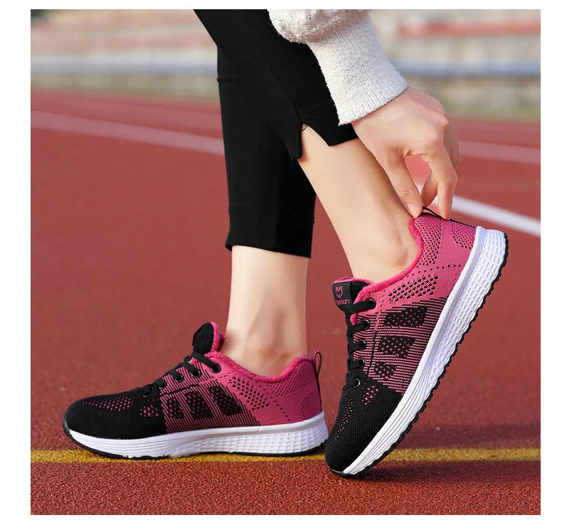 Mulheres sapatos esportivos moda plataforma tênis senhoras primavera verão apartamentos tênis de corrida para mulher sapatos casuais malha jogging tênis