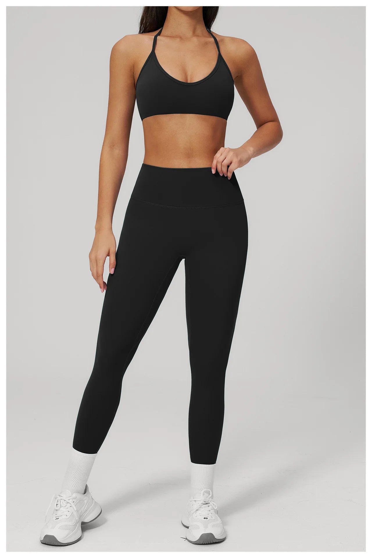 Conjunto de Yoga 2 Peças Feminino: Roupa Esportiva para Pilates, Fitness e Treino de Academia - Top Esportivo e Leggings