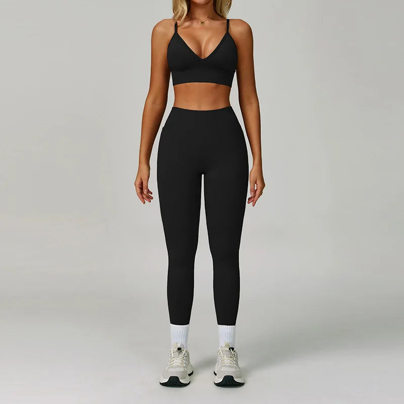 2/3 pçs sem costura esporte yoga conjunto feminino respirável cintura alta fitness sportwear feminino conjunto de roupa interior ginásio roupas de treino