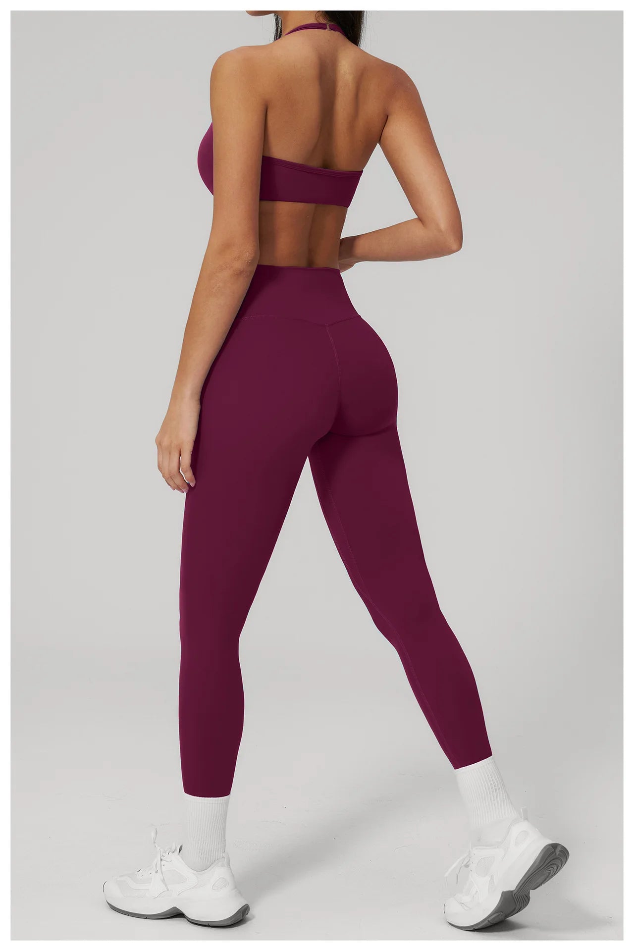 Conjunto de Yoga 2 Peças Feminino: Roupa Esportiva para Pilates, Fitness e Treino de Academia - Top Esportivo e Leggings