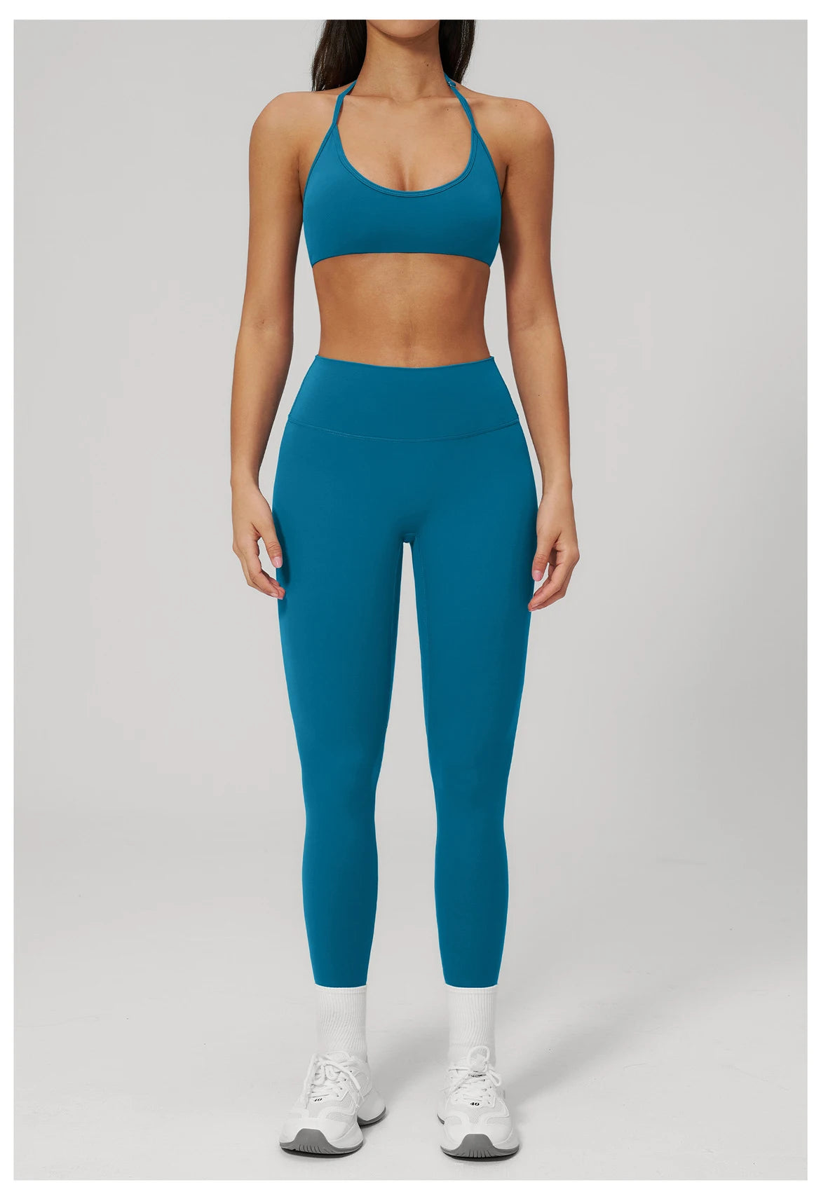 Conjunto de Yoga 2 Peças Feminino: Roupa Esportiva para Pilates, Fitness e Treino de Academia - Top Esportivo e Leggings