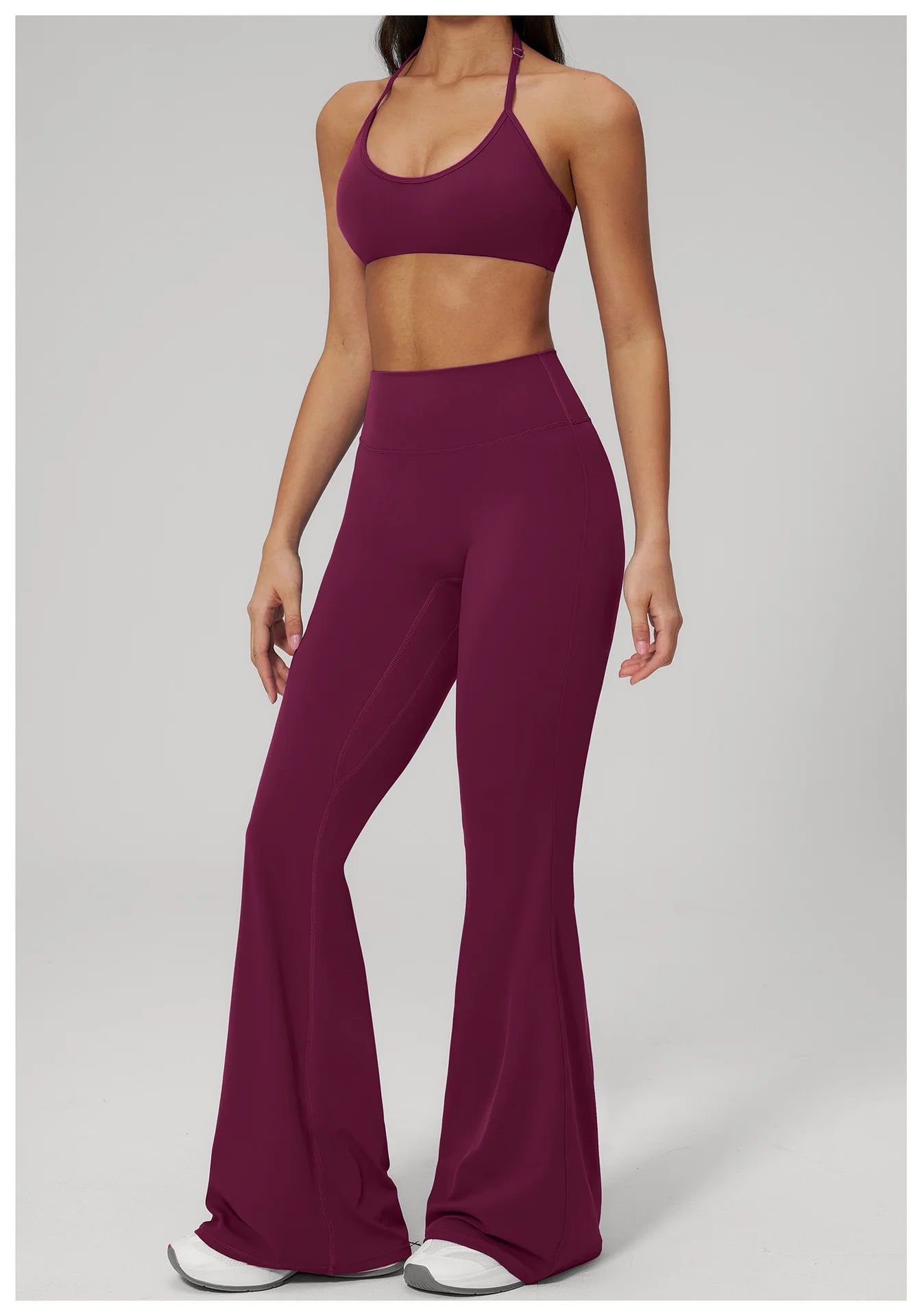 Conjunto de Yoga 2 Peças Feminino: Roupa Esportiva para Pilates, Fitness e Treino de Academia - Top Esportivo e Leggings