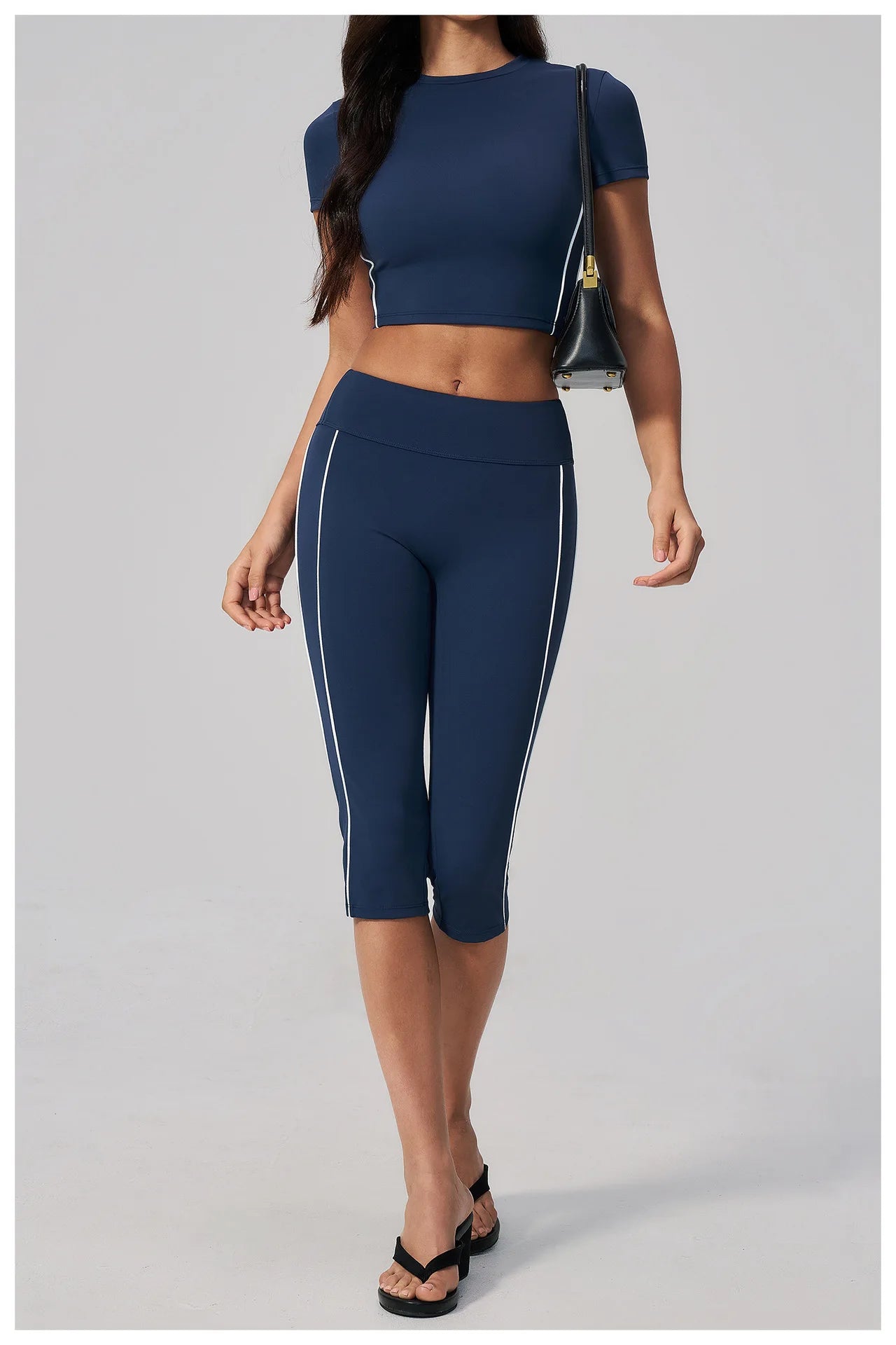 Conjunto de Roupas de Yoga Feminino 2 Peças, Roupa Esportiva para Corrida e Treino, Conjunto de Ginástica com Camiseta de Mangas Curtas, Vestuário Esportivo para Yoga