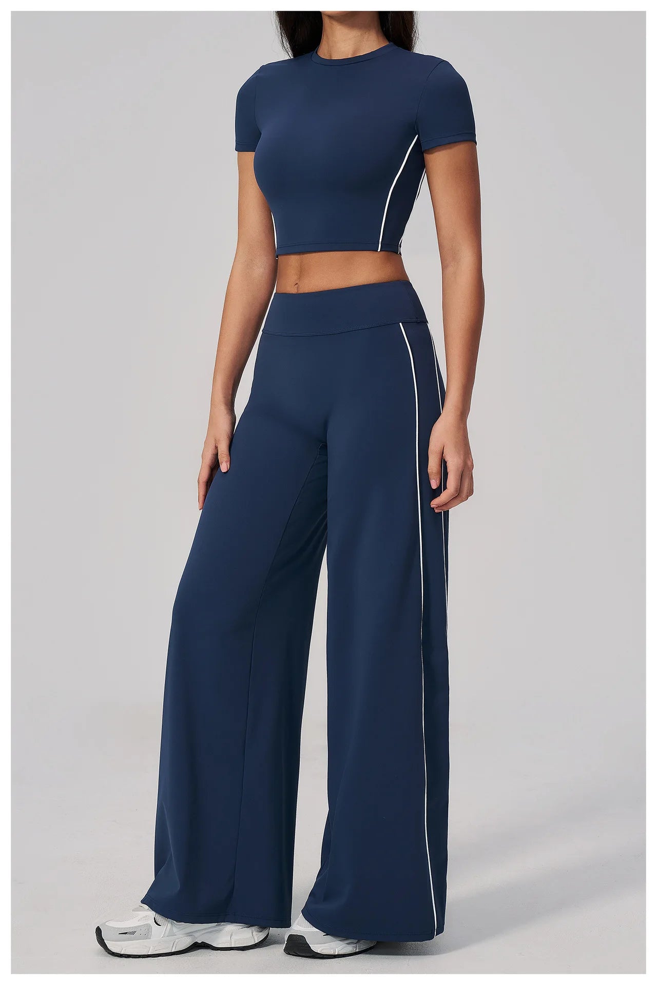 Conjunto de Roupas de Yoga Feminino 2 Peças, Roupa Esportiva para Corrida e Treino, Conjunto de Ginástica com Camiseta de Mangas Curtas, Vestuário Esportivo para Yoga