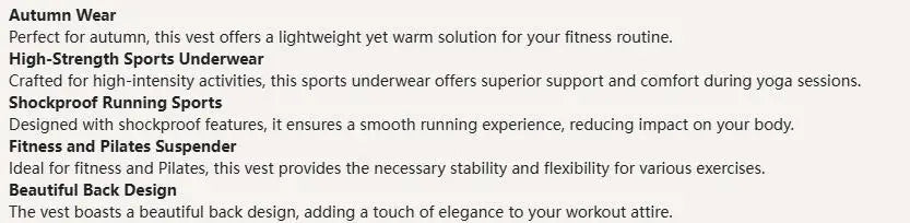 Colete de ioga halter, esportes de corrida à prova de choque, roupa íntima esportiva de alta resistência, fitness, suspensório de pilates, costas bonitas, outono