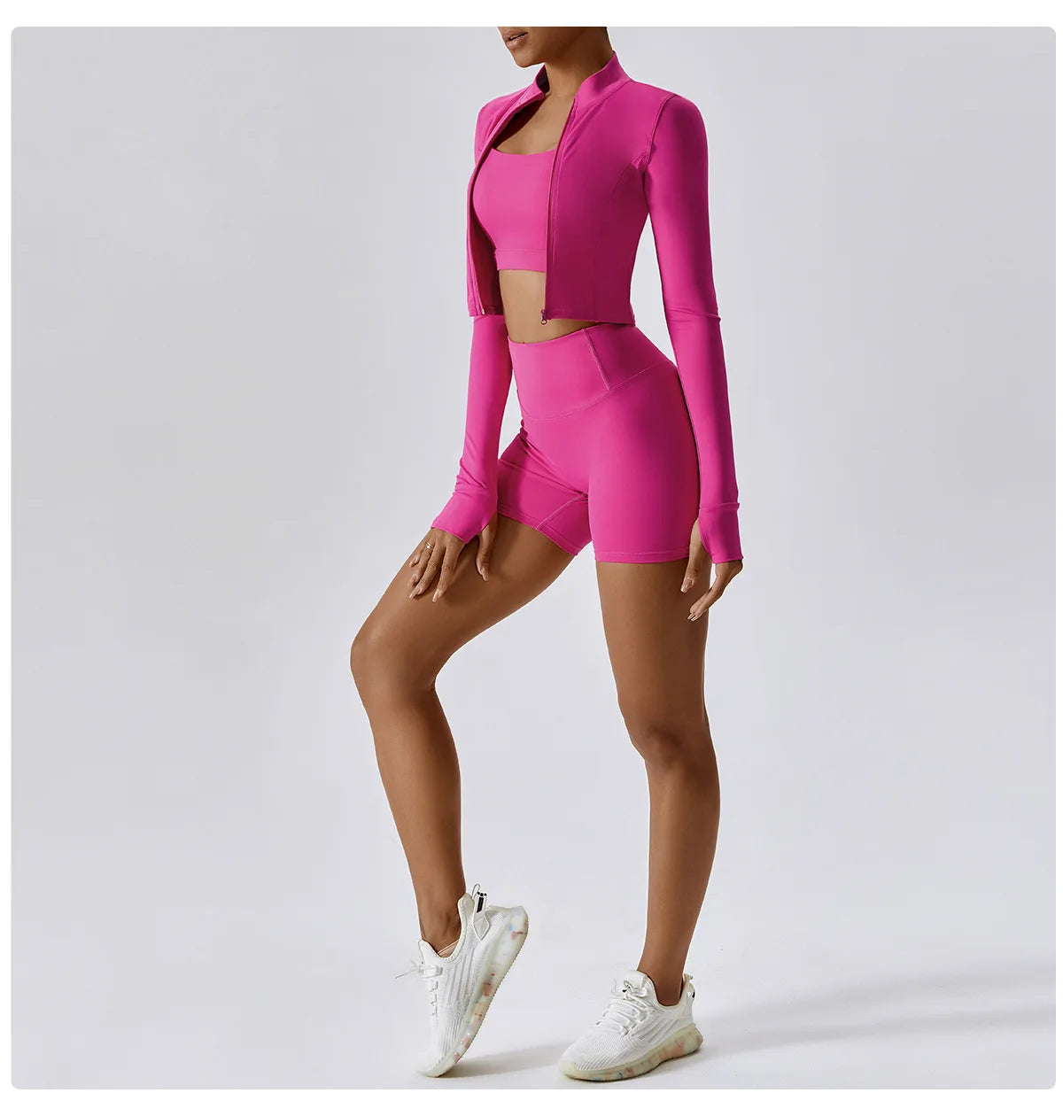 3 pçs conjunto de yoga roupas de ginásio 2 pçs roupas esportivas femininas ternos de yoga conjunto de fitness treino feminino jaqueta esportiva manga longa ginásio legging