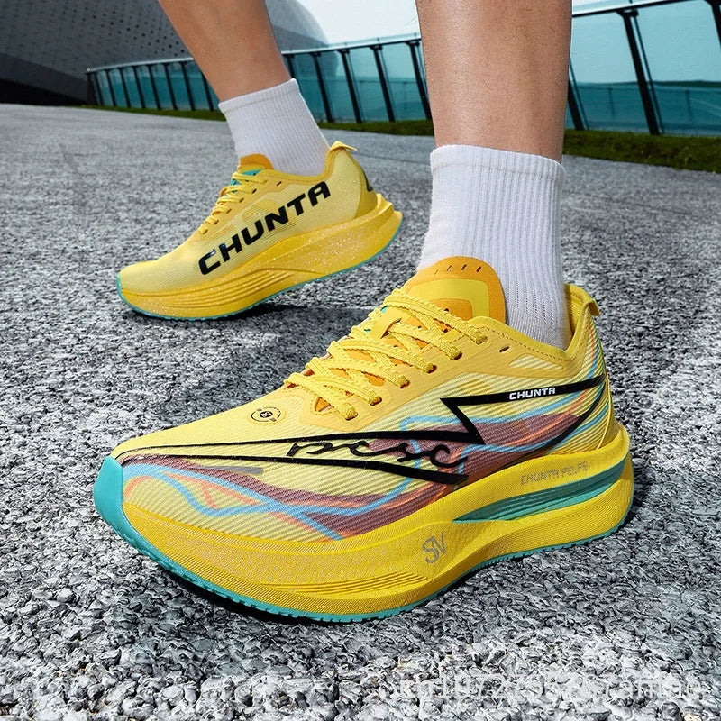 Tênis de Corrida com Placa de Carbono para Maratona, Especializado em Esportes, Respirável, Leve, Confortável para Mulheres, Sneakers Chunta