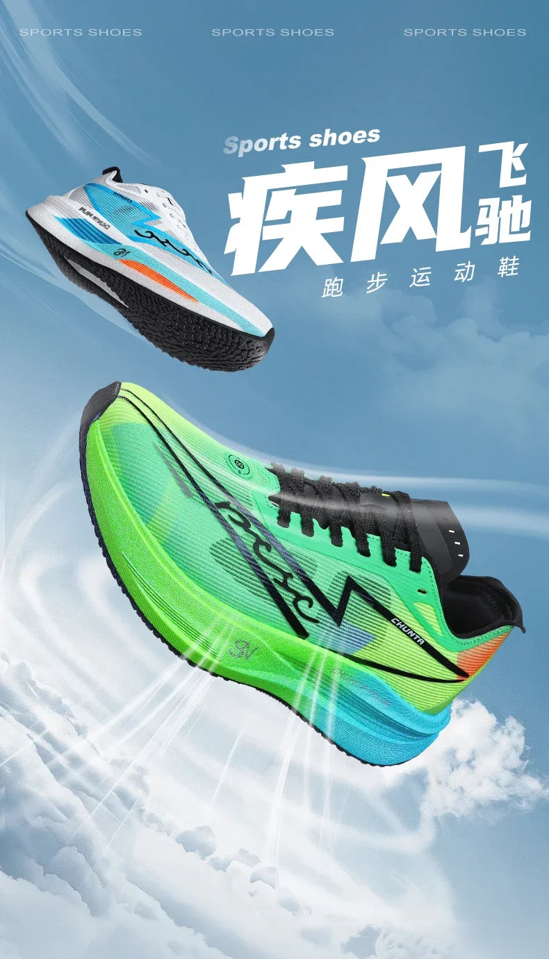Tênis de Corrida com Placa de Carbono para Maratona, Especializado em Esportes, Respirável, Leve, Confortável para Mulheres, Sneakers Chunta