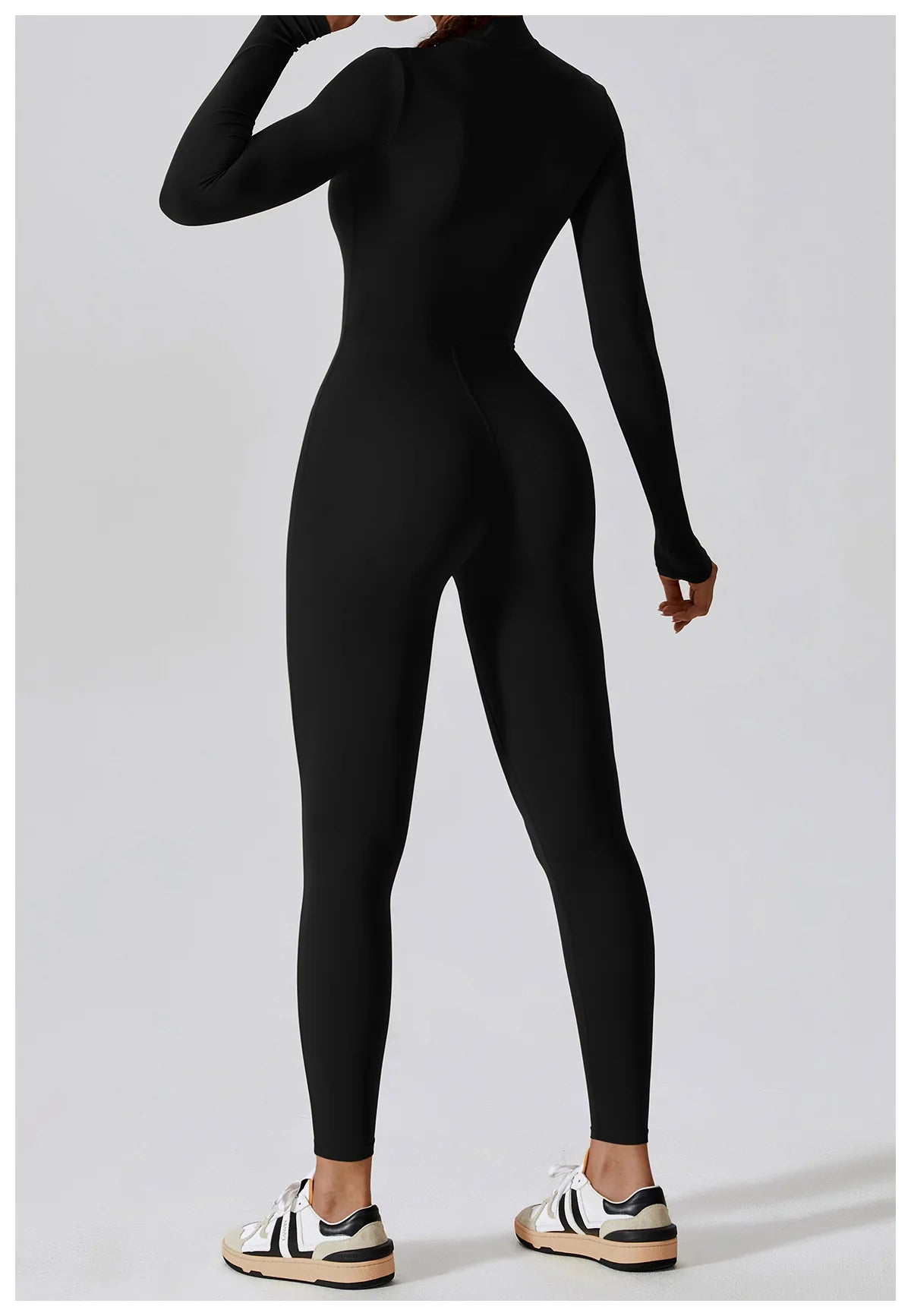 Yoga boilersuit manga comprida roupas esportivas femininas ginásio zíper macacões treino de alta intensidade fitness uma peça vestuário apertado da pele