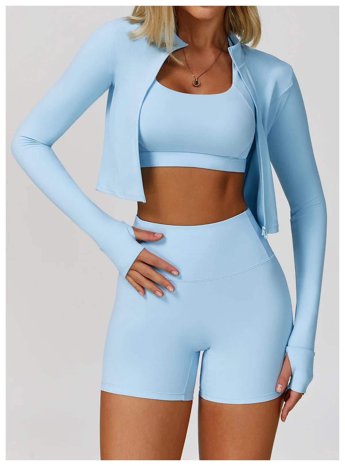 3 pçs conjunto de yoga roupas de ginásio 2 pçs roupas esportivas femininas ternos de yoga conjunto de fitness treino feminino jaqueta esportiva manga longa ginásio legging