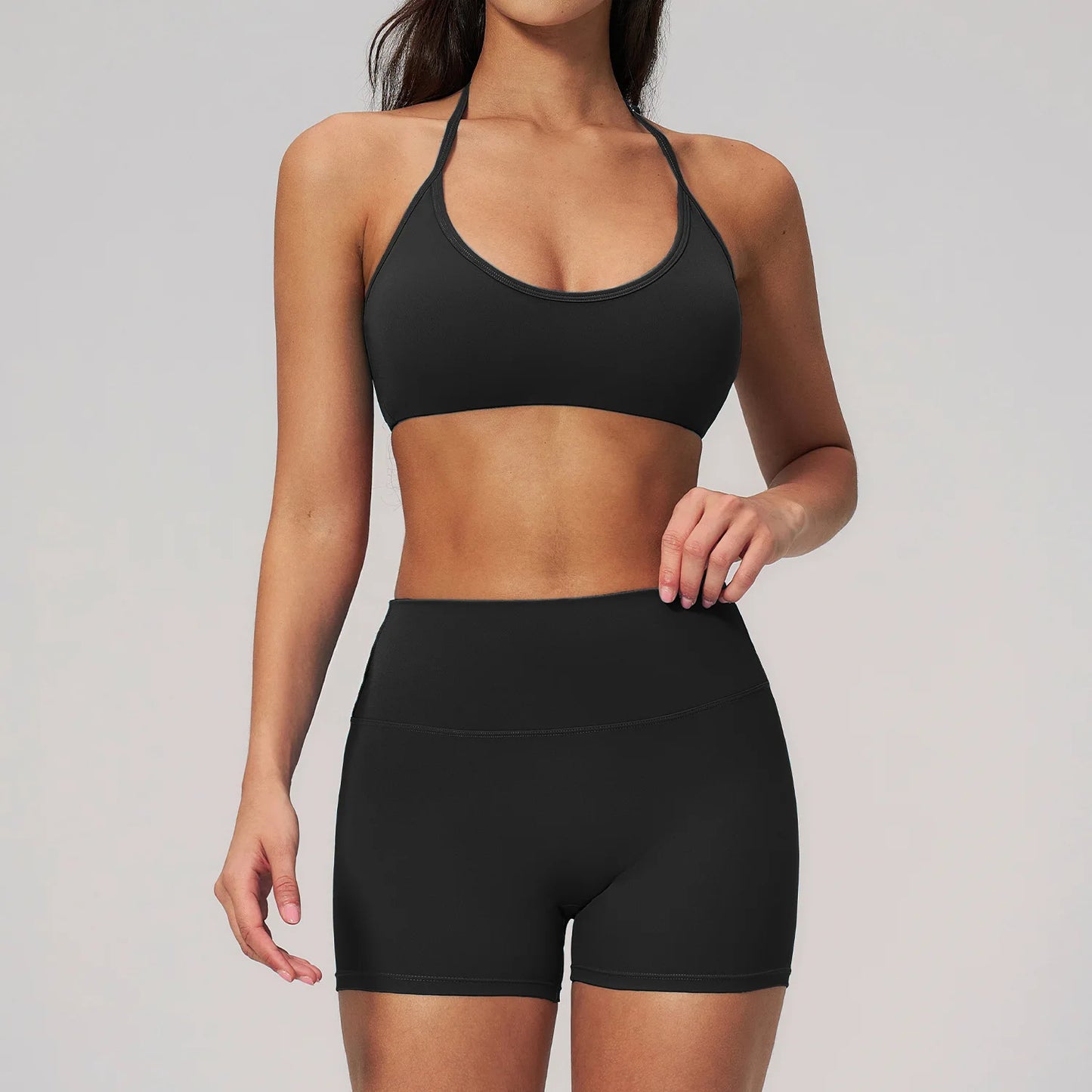Conjunto de Yoga 2 Peças Feminino: Roupa Esportiva para Pilates, Fitness e Treino de Academia - Top Esportivo e Leggings