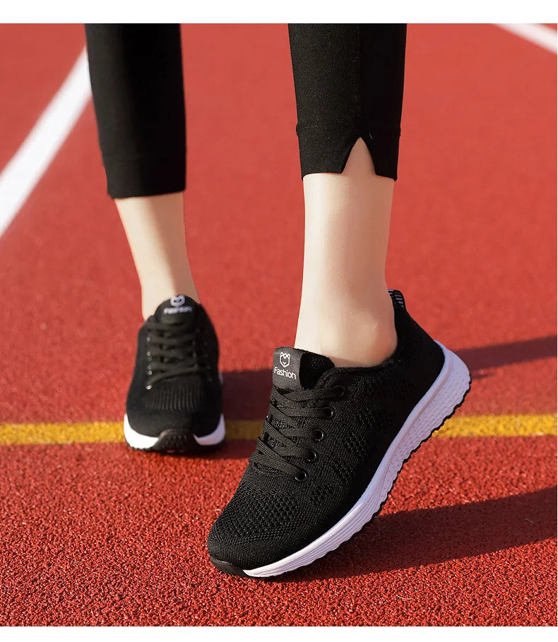 Mulheres sapatos esportivos moda plataforma tênis senhoras primavera verão apartamentos tênis de corrida para mulher sapatos casuais malha jogging tênis