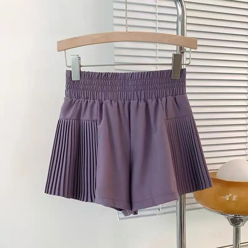 Shorts esportivos femininos com bolsos, shorts de secagem rápida, cintura alta, imitação de duas peças, calças de ioga, shorts para corrida e fitness, verão