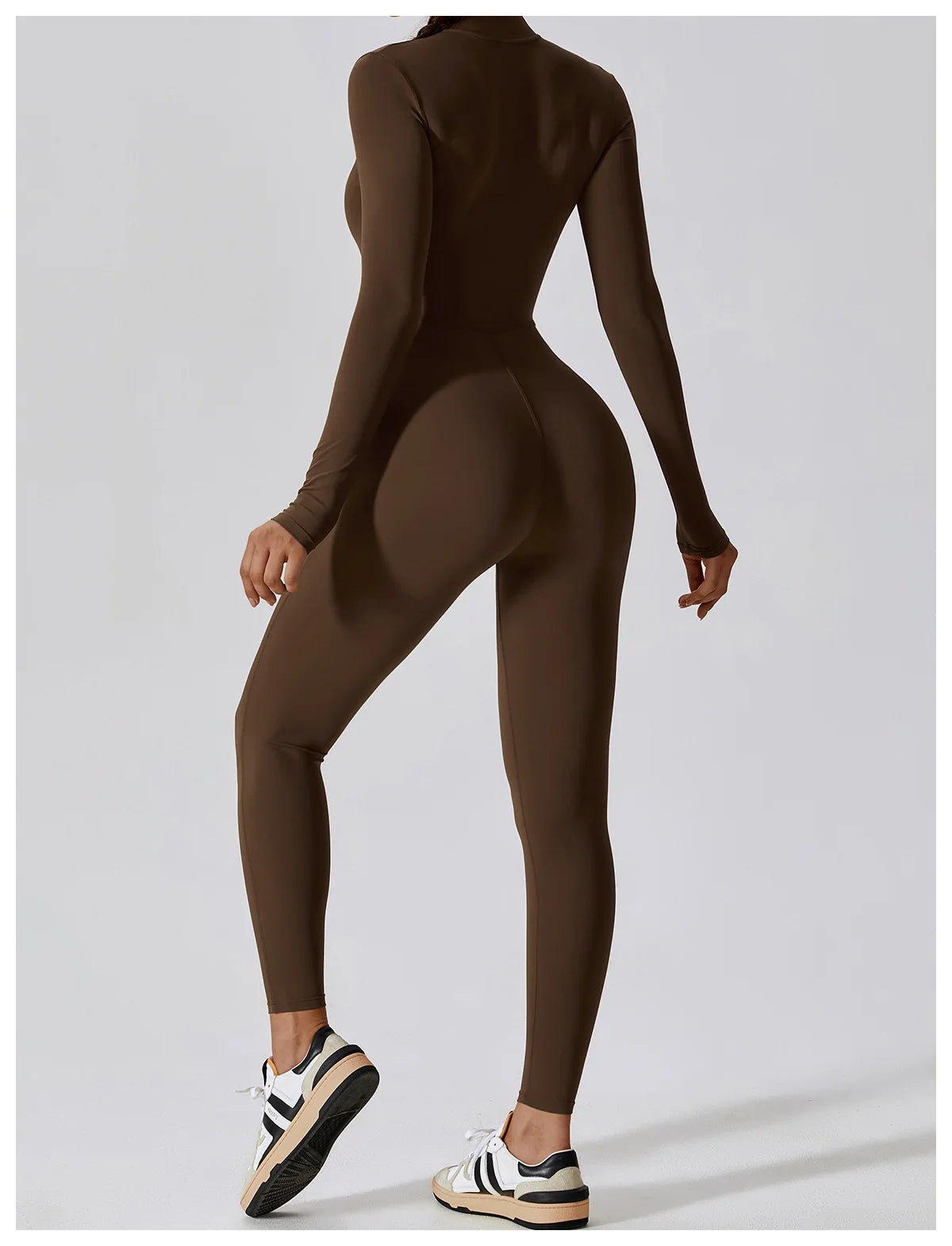 Yoga boilersuit manga comprida roupas esportivas femininas ginásio zíper macacões treino de alta intensidade fitness uma peça vestuário apertado da pele