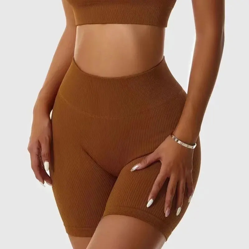 Calções esportivos de malha sem costura casual cintura alta push up ciclismo shorts fitness correndo apertado hip levantamento yoga shorts roupas esportivas
