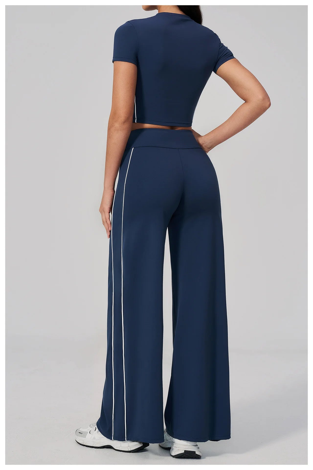 Conjunto de Roupas de Yoga Feminino 2 Peças, Roupa Esportiva para Corrida e Treino, Conjunto de Ginástica com Camiseta de Mangas Curtas, Vestuário Esportivo para Yoga