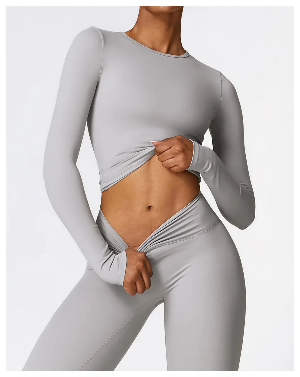 Manga comprida Yoga T-shirts para as Mulheres, Sólidos Top Sports, Ginásio Workout, Running Camisas, Sexy Exposto Umbigo, Quick Dry Fitness Wear