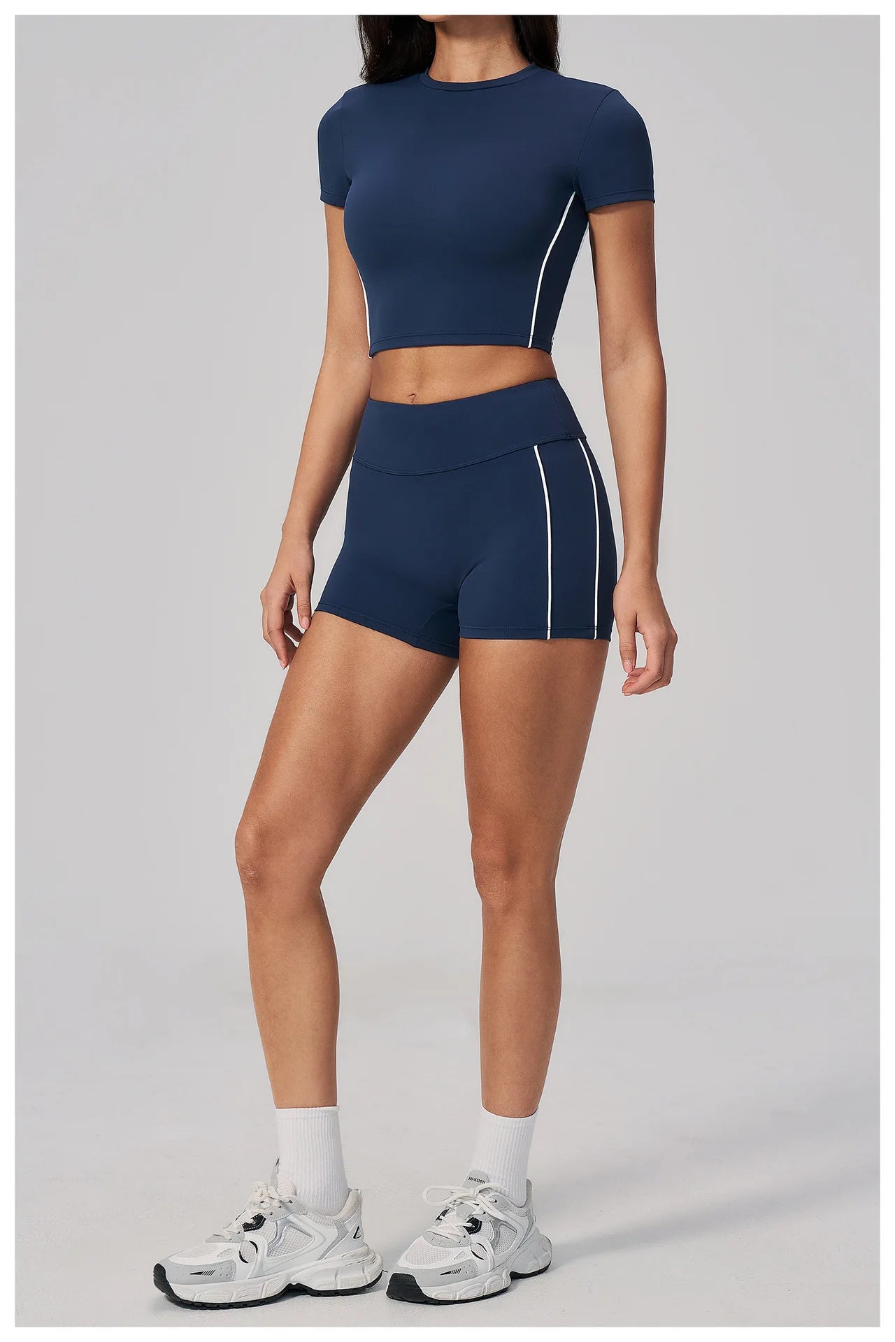 Conjunto de Roupas de Yoga Feminino 2 Peças, Roupa Esportiva para Corrida e Treino, Conjunto de Ginástica com Camiseta de Mangas Curtas, Vestuário Esportivo para Yoga