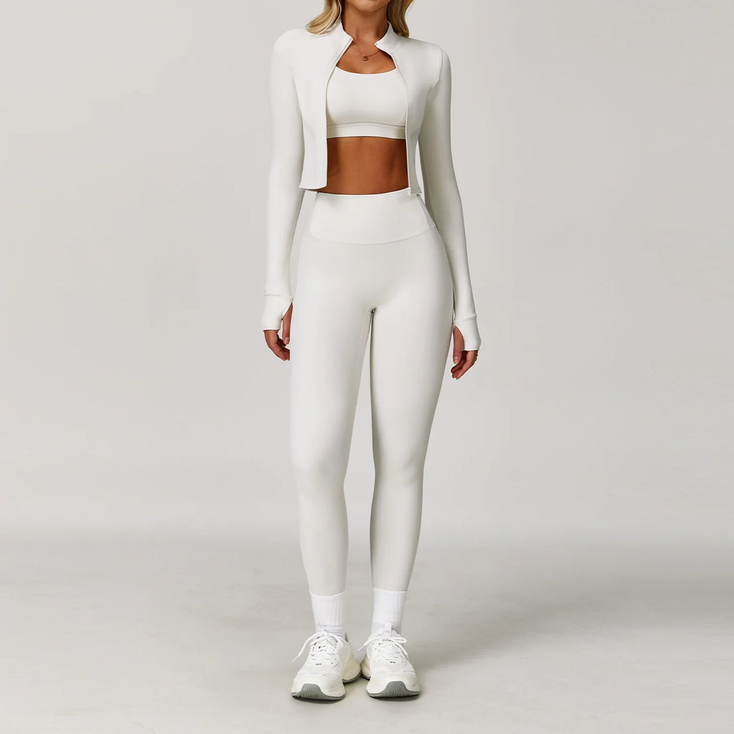 3 pçs conjunto de yoga roupas de ginásio 2 pçs roupas esportivas femininas ternos de yoga conjunto de fitness treino feminino jaqueta esportiva manga longa ginásio legging