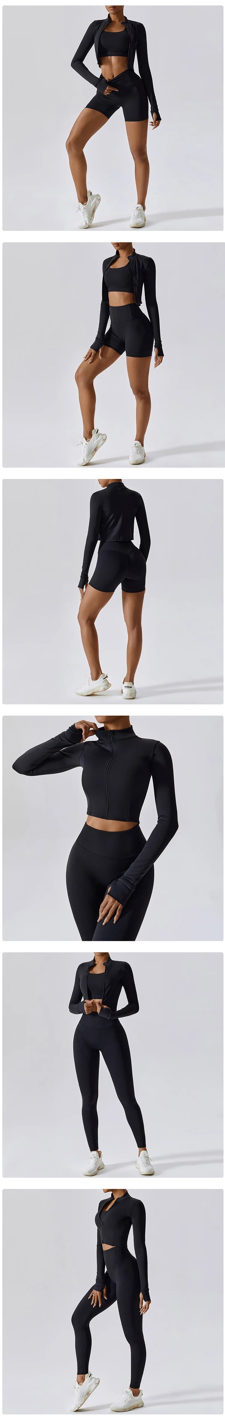 3 pçs conjunto de yoga roupas de ginásio 2 pçs roupas esportivas femininas ternos de yoga conjunto de fitness treino feminino jaqueta esportiva manga longa ginásio legging