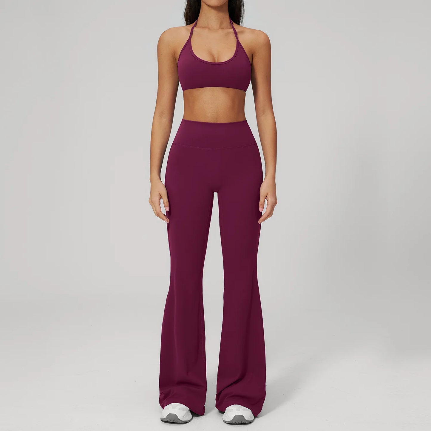 Conjunto de Yoga 2 Peças Feminino: Roupa Esportiva para Pilates, Fitness e Treino de Academia - Top Esportivo e Leggings