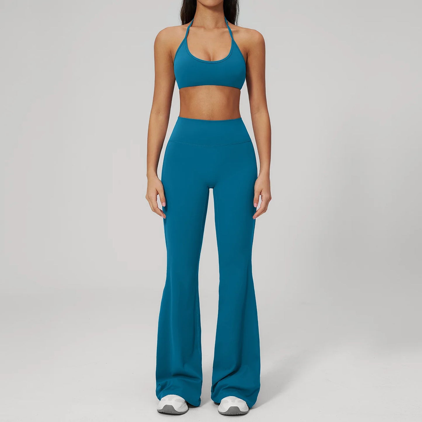 Conjunto de Yoga 2 Peças Feminino: Roupa Esportiva para Pilates, Fitness e Treino de Academia - Top Esportivo e Leggings