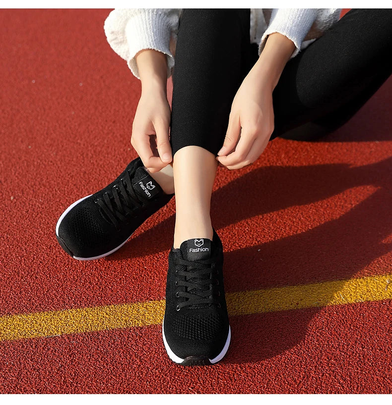 Mulheres sapatos esportivos moda plataforma tênis senhoras primavera verão apartamentos tênis de corrida para mulher sapatos casuais malha jogging tênis